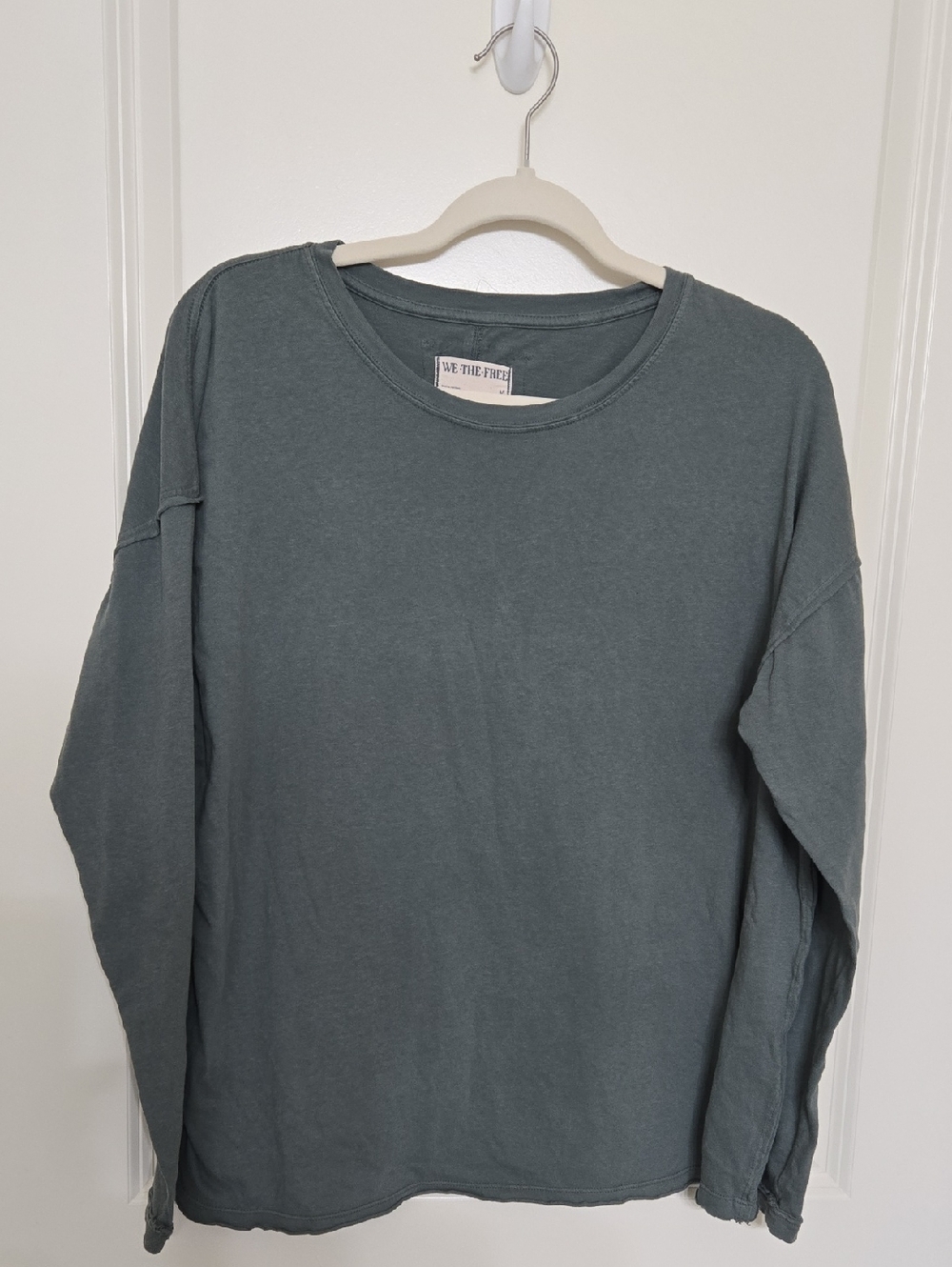 We The Free Long Sleeve Crewneck Top in Slate Green